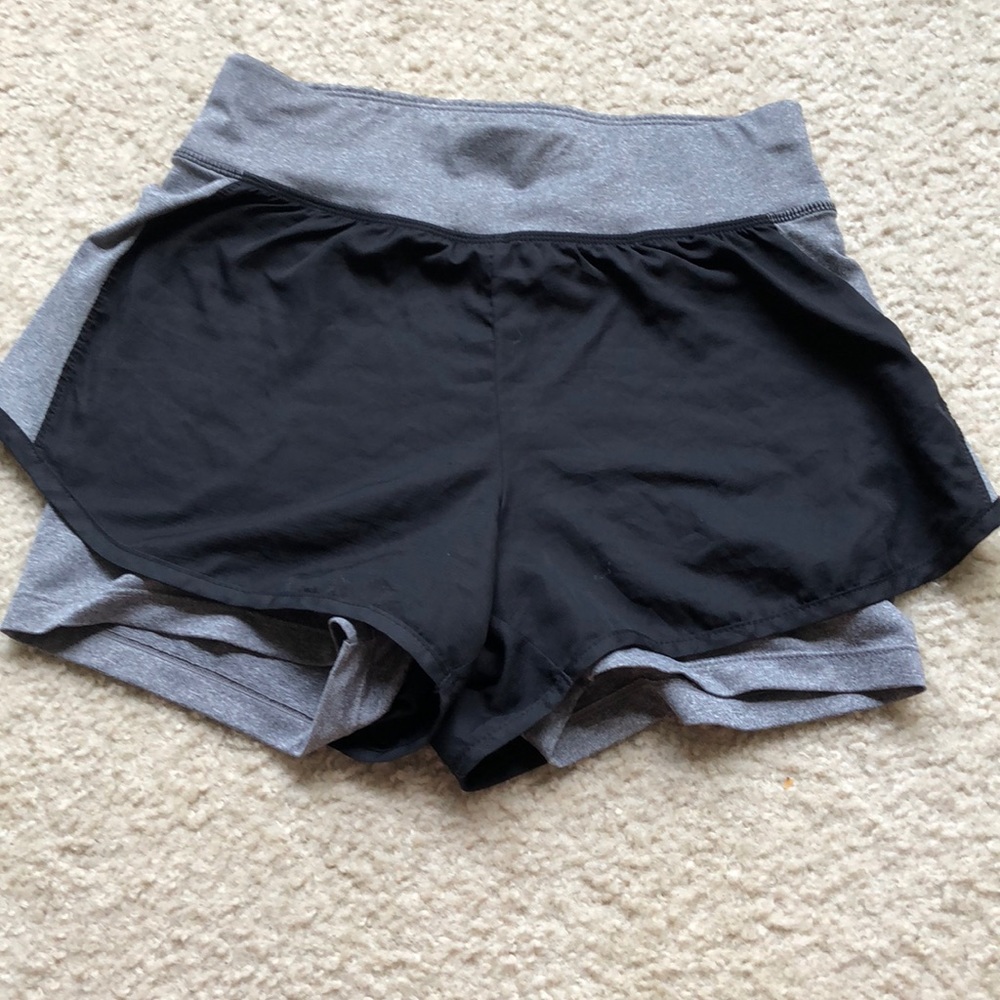 Black and grey running shorts